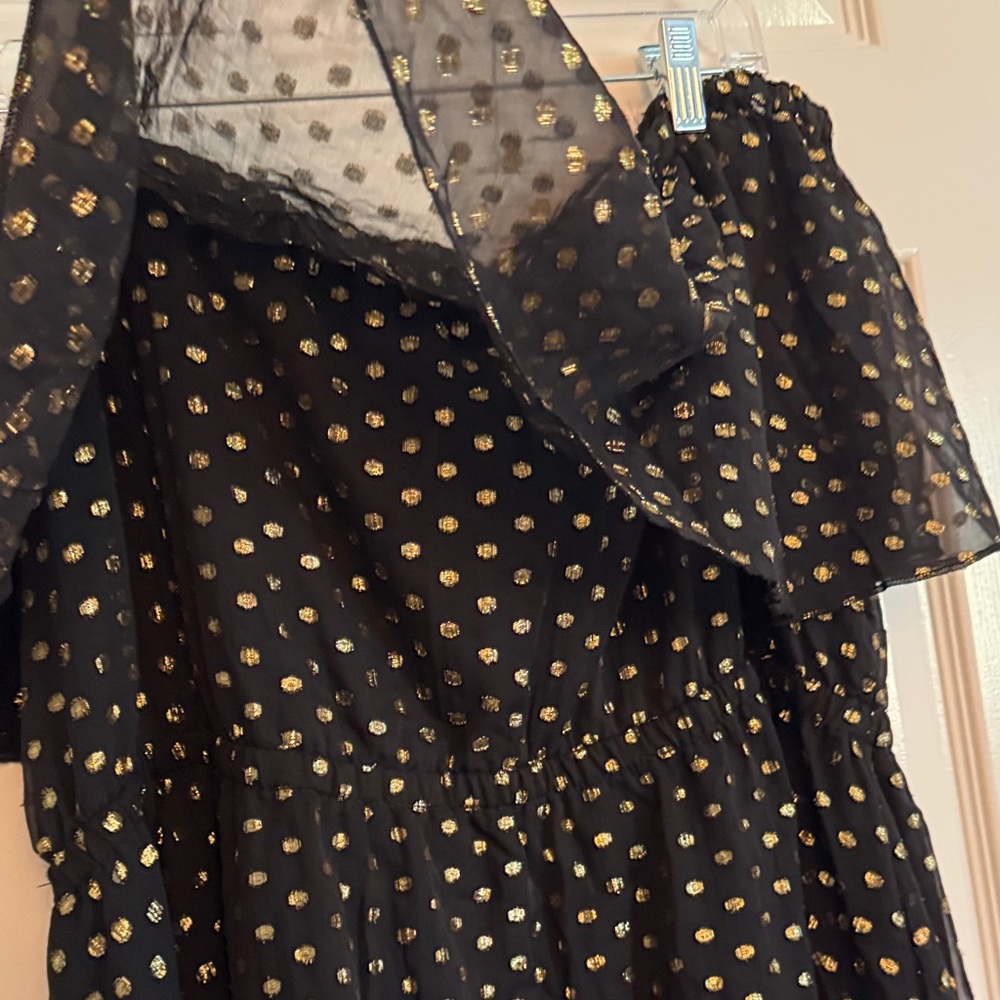 Black Polka Dot Off-Shoulder Dress - Picture 6 of 7